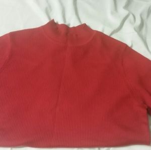 Vintage Top Cute Faux Turtle Neck Red